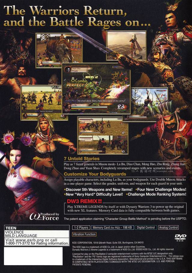 Dynasty Warriors 3: Xtreme Legends (US, 01/11/03)